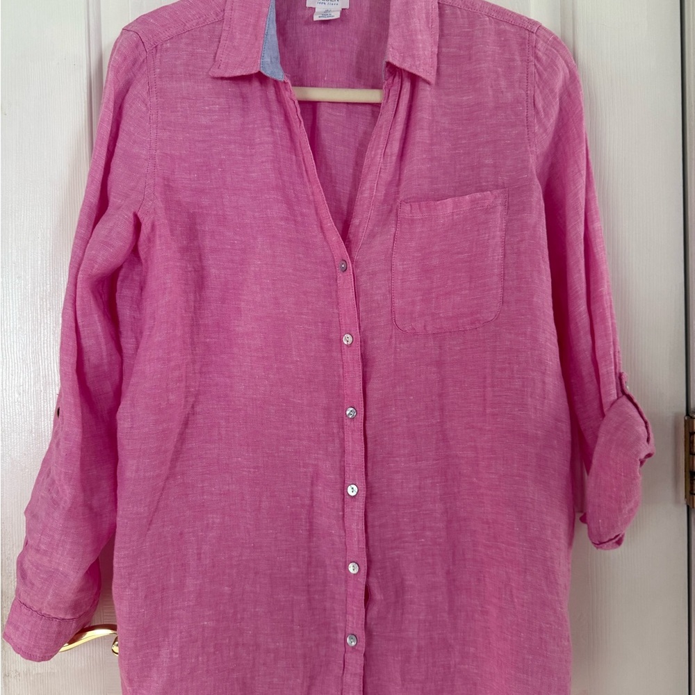 Sigrid Olsen Pink 100% Linen Women Shirt Size S small